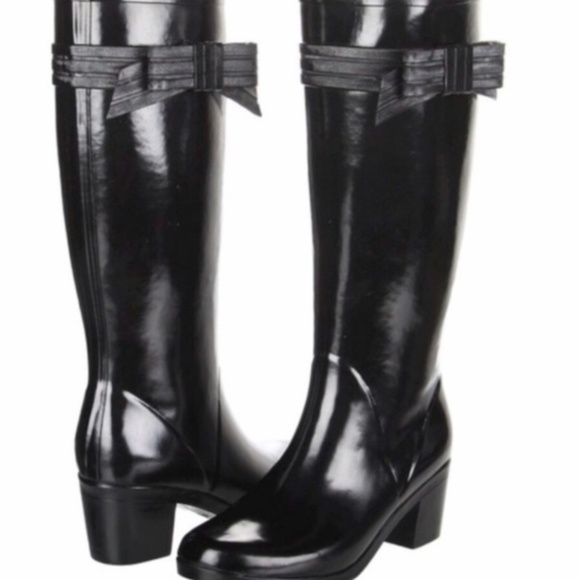 Kate Spade Randi Rain Boots Bow | Black Size 7 - Picture 2 of 5